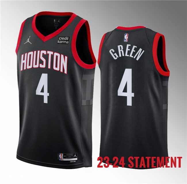 Mens Houston Rockets #4 Jalen Green Black 2023 Statement Edition Stitched Basketball Jersey Dzhi->houston rockets->NBA Jersey
